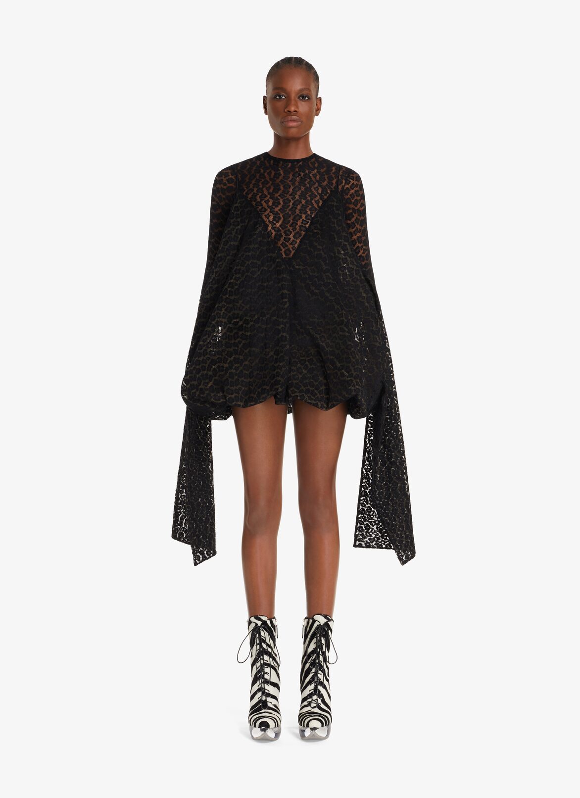 ドレープレースドレス ALAÏA ブラック ドレープレースドレス